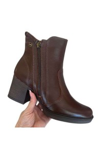 Bota Dakota D0351 Marrom em Couro com Salto Bloco Médio - Marron