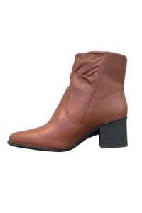 Bota Feminina Bottero 346913 Couro Conhaque  Cano Baixo com Salto Bloco - Conhaque