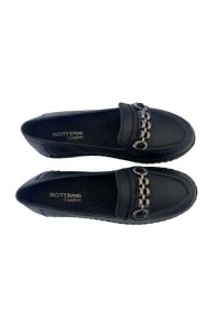 Mocassim 369503 Couro Preto com Detalhe de Corrente - Preto