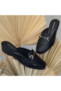 Mule Piccadilly 143237 Preto com Salto Anabela - Preto