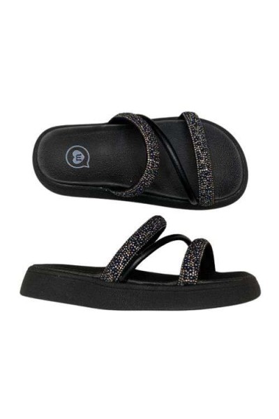 Papete Molekinha 2358.100 Preto com Tira de Strass - Preto