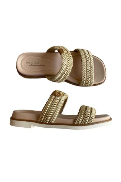 Sandália 7202.103 Modare Creme Rasteira Tira Trançada Palha - Creme