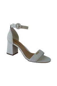 Sandália Bottero 372001 Off White em Couro com Salto Bloco - Off white