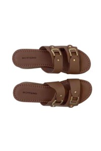 Sandália Bottero 373923 Nude em Couro com Salto Anabela de Rolha e Duas Fivelas - Nude