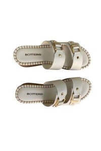 Sandália Bottero 373923 Off White em Couro com Salto Anabela de Rolha e Duas Fivelas - Off white