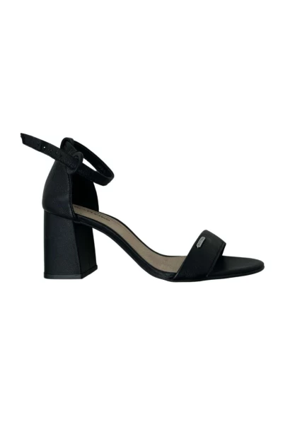 Sandália Bottero 358301 Salto Bloco Preta em Couro - Preto
