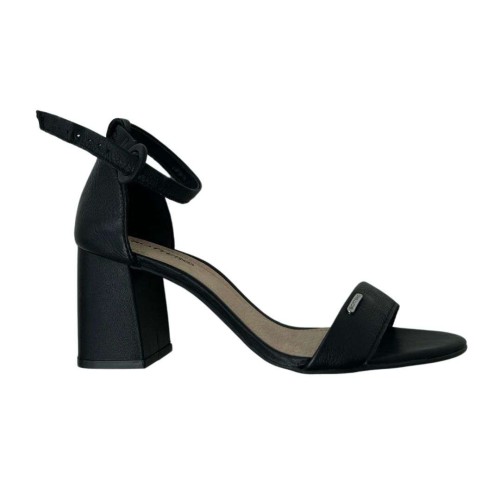 Sandália Bottero 358301 Salto Bloco Preta em Couro - Preto