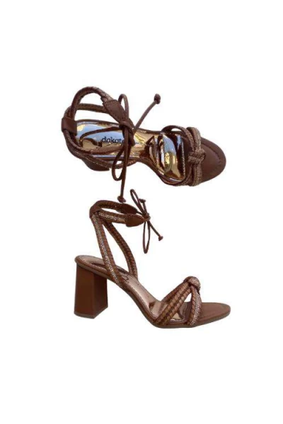 Sandália Dakota Y7931 Caramelo com Strass e Amarração - Caramelo