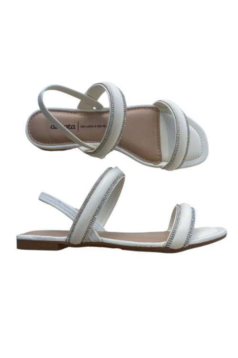 Sandália Dakota Y8351 Preta com Tiras e Strass - Branco