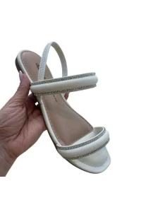 Sandália Dakota Y8351 Preta com Tiras e Strass - Branco