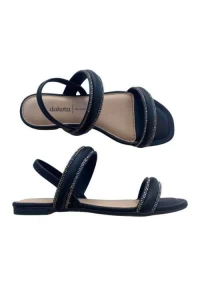 Sandália Dakota Y8351 Preta com Tiras e Strass - Preto