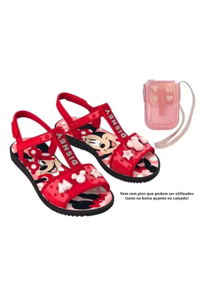 Sandália Disney Minnie com Bolsa de Brinde - Vermelho