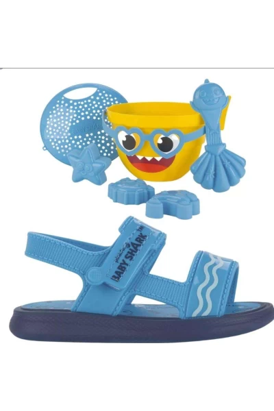 Sandália Infantil Grendene Kids Baby Shark Summer Azul + Baldinho - Azul