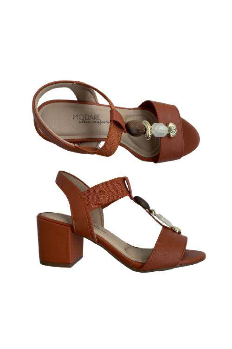 Sandália Modare 7109.465 Conhaque Salto Bloco Ultra Conforto - Conhaque