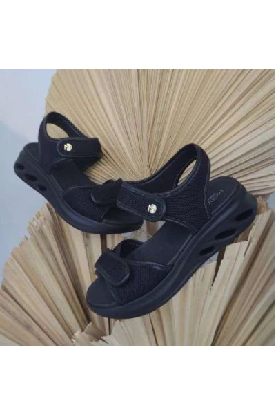 Sandália Modare 7215.103 Preta Ultraconforto com Fechamento em Velcro - Preto