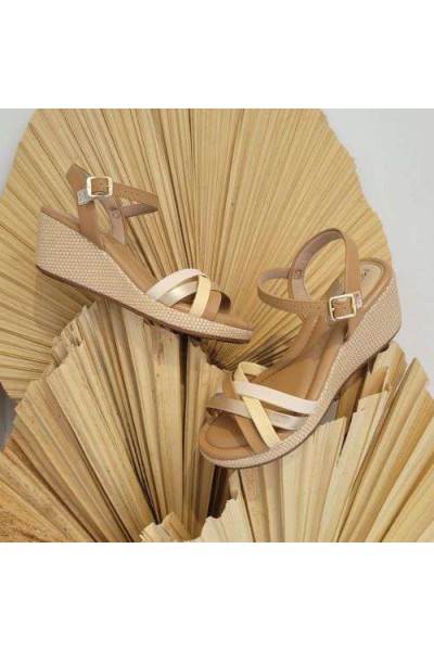 Sandália Modare 7216.102 Creme/Manteiga/Dourado - Nude