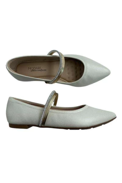 Sapatilha Modare 7334.247 Ultra Conforto Branco Off com Detalhe em Brilho - Branco