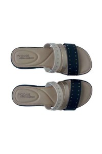 Tamanco Modare 7199.106 Preto/Creme/Dourado com Listras - Preto