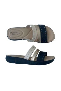 Tamanco Modare 7199.106 Preto/Creme/Dourado com Listras - Preto