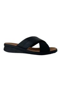 Tamanco Plataforma Couro Preto Tira Cruzada AE2028001 - Preto