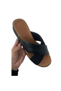 Tamanco Plataforma Couro Preto Tira Cruzada AE2028001 - Preto
