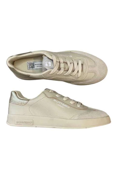 Tênis Bottero 364905 Camurça Couro Marfim - Bege