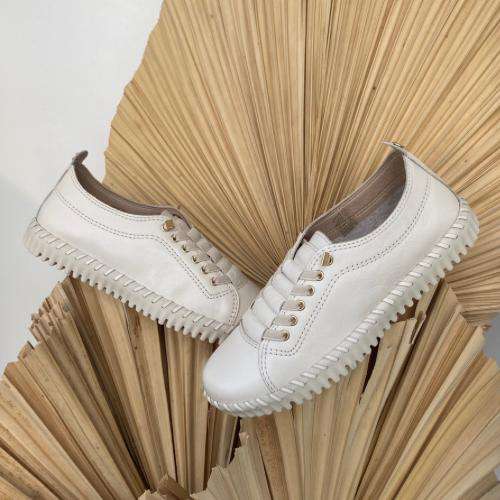 Tênis Bottero 374102 Off White em Couro - Off white