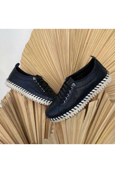 Tênis Bottero 374102 Preto em Couro - Preto