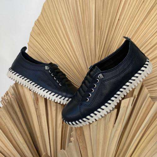 Tênis Bottero 374102 Preto em Couro - Preto