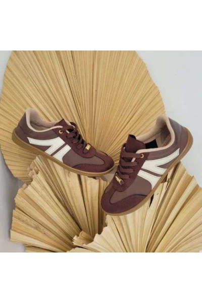Tênis Moleca 5605.472 Chocolate com Listras Brancas na Lateral - Chocolate