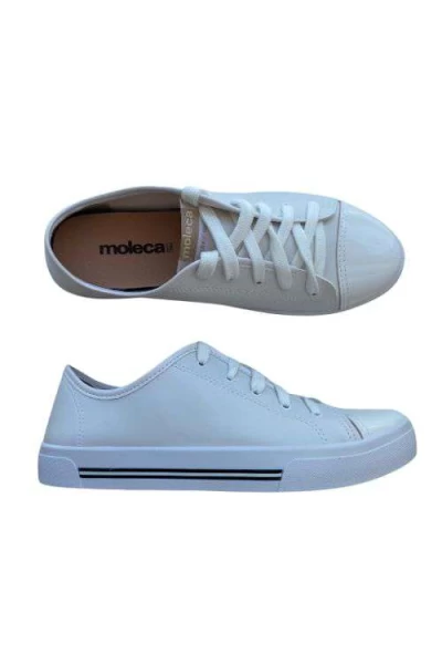 Tênis Moleca 5667.341 Preto Lona Sider Verniz - Branco