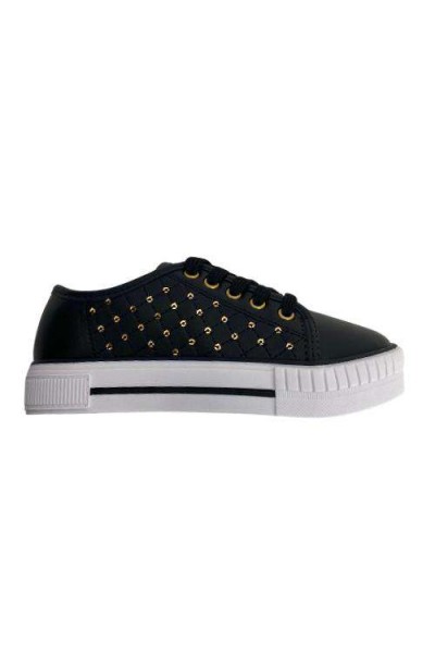 Tênis Molekinha 2565.108 Napa Preto com Dourado - Preto