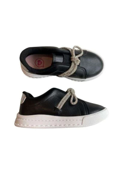 Tênis Molekinha 2575.104 preto laço brilho - Preto